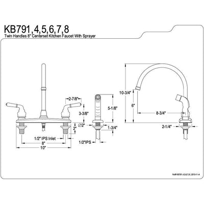 Kingston Chrome Double Handle Goose Neck Kitchen Faucet with Side Sprayer KB791