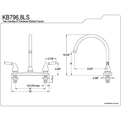 Kingston Brass Antique Copper Magellan high arch 8" kitchen faucet KB796LS