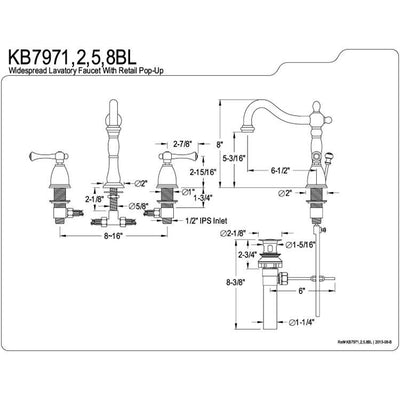 Kingston Oil Rubbed Bronze English Vintage Widespread Bathroom Faucet KB7975BL