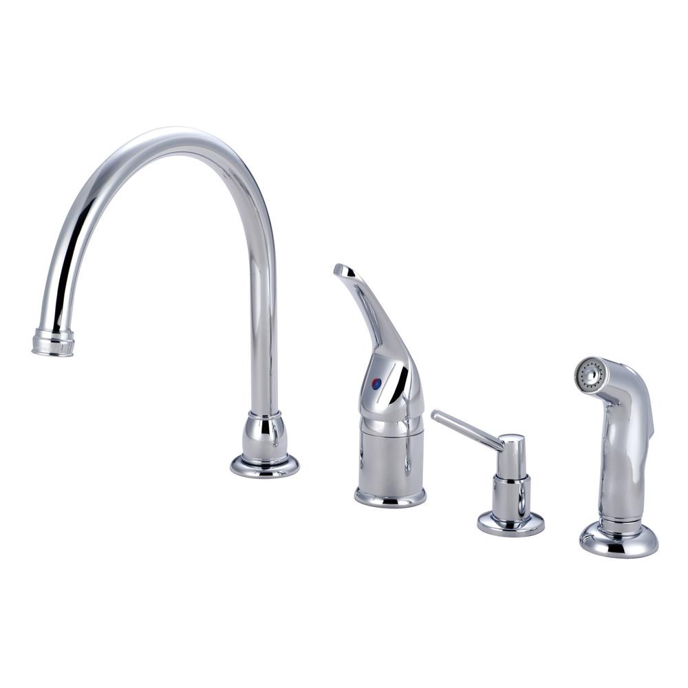 Kingston Brass Chrome Single Handle Kitchen Faucet with Soap Dispenser KB821K1