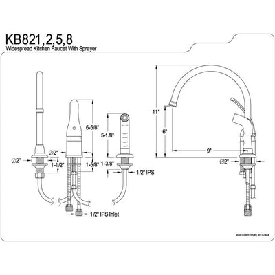 Kingston Brass Chrome Single Handle Kitchen Faucet with Side Sprayer KB821