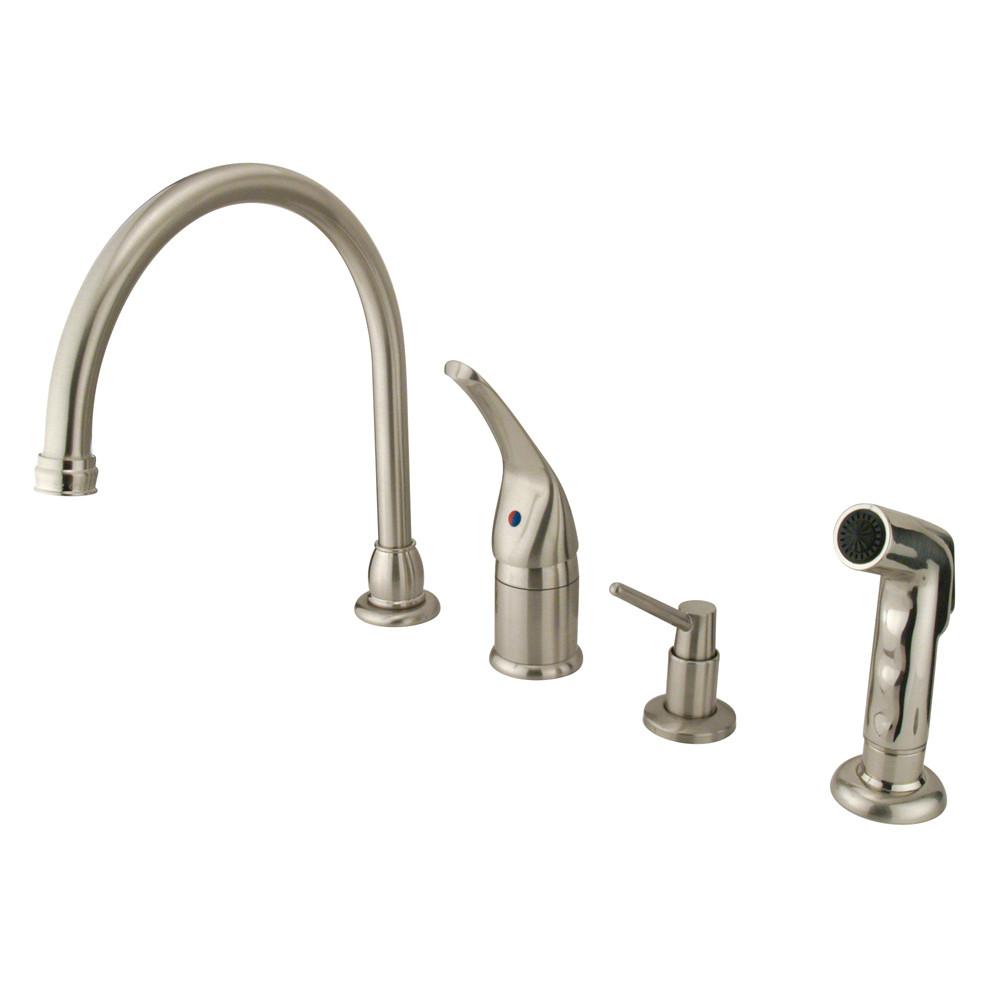 Kingston Brass Satin Nickel Widespread Kitchen Faucet w Brass Sprayer KB828K8