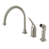 Kingston Brass Satin Nickel Widespread Kitchen Faucet w Brass Sprayer KB828