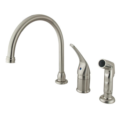 Kingston Brass Satin Nickel Widespread Kitchen Faucet w Brass Sprayer KB828