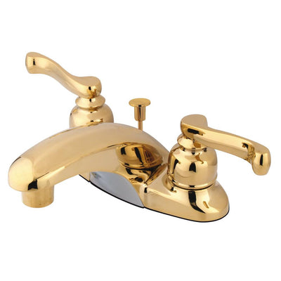 Kingston Polished Brass 2 Handle 4" Centerset Bathroom Faucet w Pop-up KB8622FL