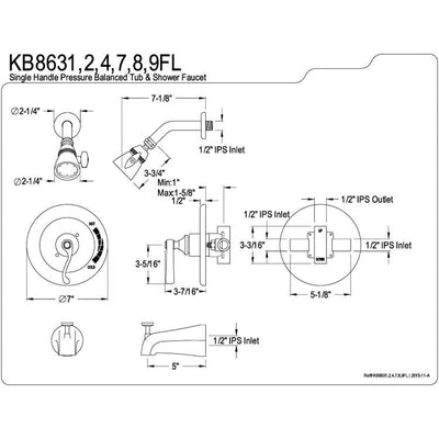 Kingston Brass Royale Chrome Single Handle Tub and Shower Combo Faucet KB8631FL