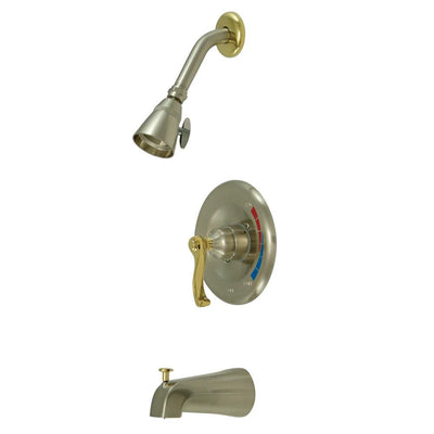 Kingston Satin Nickel/Polished Brass 1 Handle Tub & Shower Combo Faucet KB8639FL