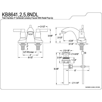 Polished Brass NuvoFusion 4" Centerset hi-Rise bathroom Faucet w drain KB8642NDL