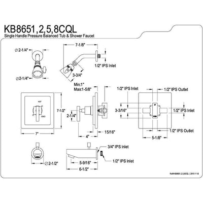 Kingston Brass Claremont Chrome Tub and Shower Combination Faucet KB8651CQL