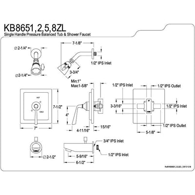 Kingston Brass Silver Sage Chrome Tub & Shower Combination Faucet KB8651ZL