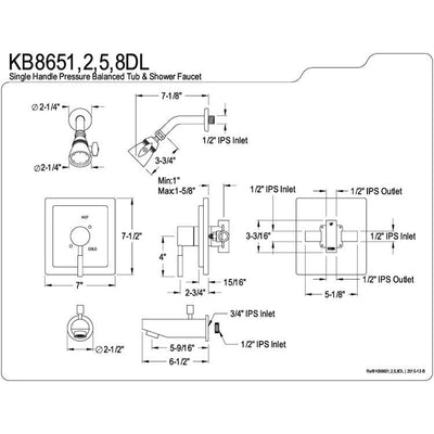 Kingston Brass Concord Polished Brass Single Handle Tub & Shower Faucet KB8652DL