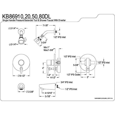 Kingston Brass Concord Chrome Single Handle Tub & Shower Faucet KB86910DL