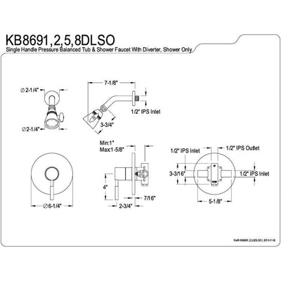 Kingston Brass Concord Chrome Single Handle Shower only Faucet KB8691DLSO