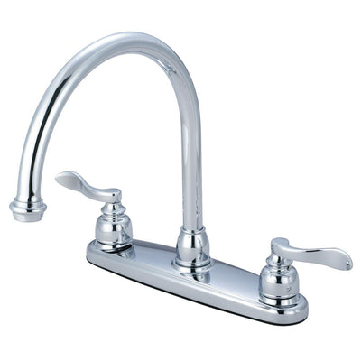 Kingston Chrome NuWave French 8" centerset 2 handle kitchen faucet KB8791NFLLS