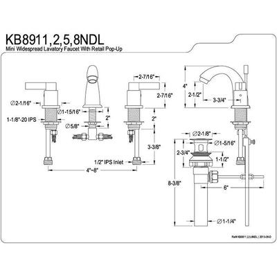 Chrome NuvoFusion Mini Widespread bathroom Faucet w/Pop-Up KB8911NDL