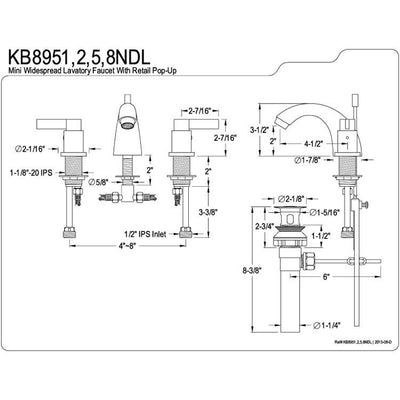 Oil Rubbed Bronze NuvoFusion Mini Widespread bathroom Faucet w/pop-up KB8955NDL