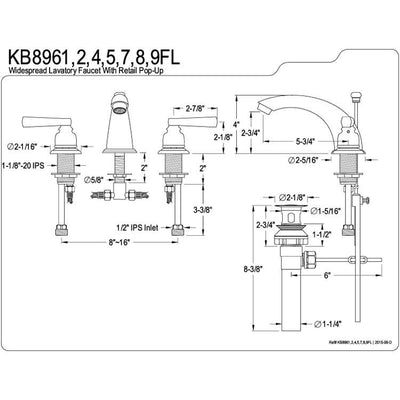 Kingston Satin Nickel 2 Handle Widespread Bathroom Faucet w Pop-up KB8968FL