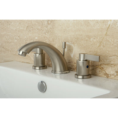 Kingston Satin Nickel NuvoFusion C Spout Widespread bathroom Faucet KB8968NDL