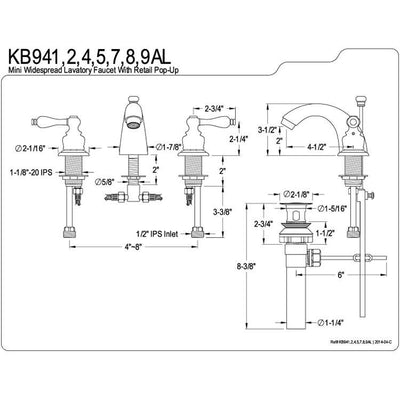 Kingston Oil Rubbed Bronze 4"-8" Mini Widespread Bathroom Faucet KB945AL