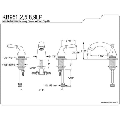 Kingston Satin Nickel/Polished Brass Mini Widespread Bathroom Faucet KB959LP