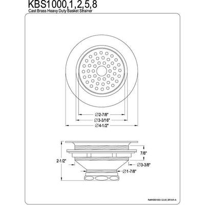 Kingston Polished Brass Made to Match Cast Heavy Duty Basket Strainer KBS1002