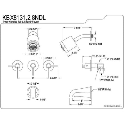 Kingston Chrome NuvoFusion tub and shower combination faucet KBX8131NDL