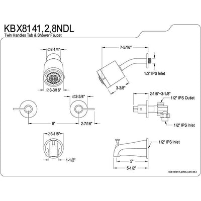 Kingston Chrome NuvoFusion tub and shower combination faucet KBX8141NDL