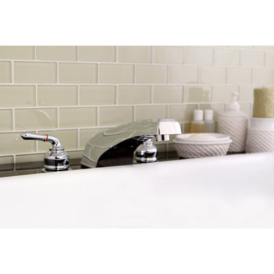 Kingston Chrome Magellan roman tub filler faucet with twin lever handles KC381