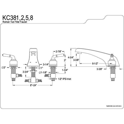 Kingston Brass Polished Brass Magellan roman tub filler faucet KC382