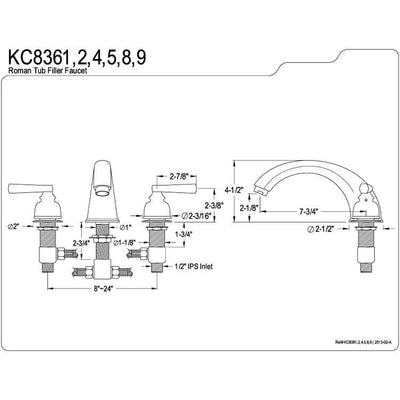 Kingston Brass Satin Nickel Two Handle Roman Tub Filler Faucet KC8368