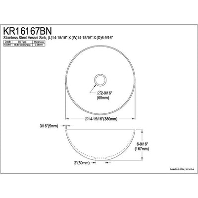 Kingston Brushed Nickel Beverly Hills Double Layer Round Vessel Sink KR16167BN