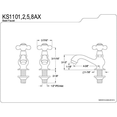 Kingston Brass Chrome Basin Sink Vintage Style Bathroom Faucet KS1101AX