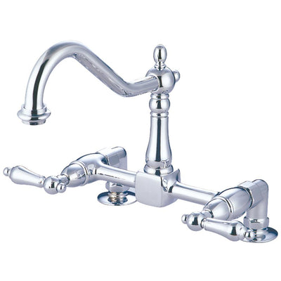 Kingston Brass Chrome 2 Handle Deck Mount Kitchen Faucet KS1141AL