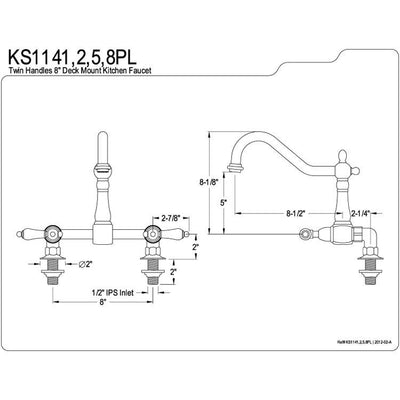 Kingston Brass Polished Brass 2 Handle Deck Mount Kitchen Faucet KS1142PL