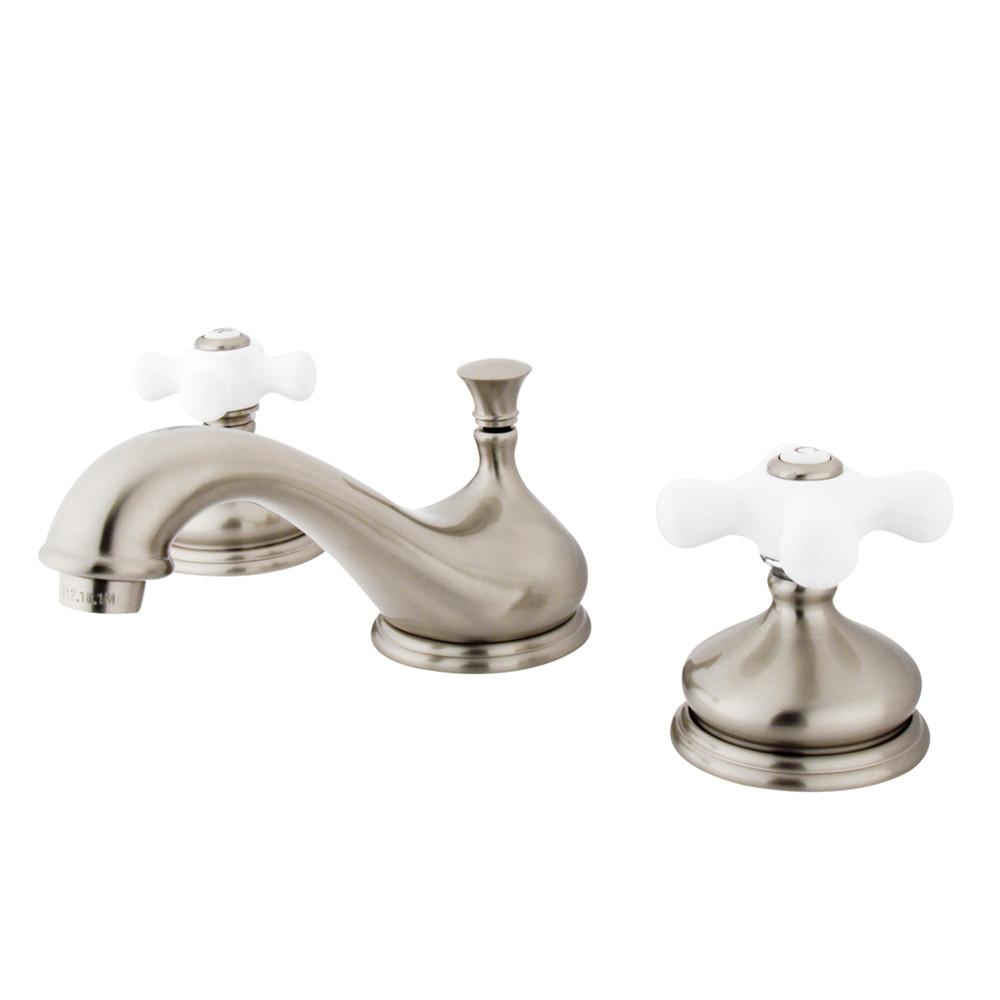 Kingston Satin Nickel 2 Handle Widespread Bathroom Faucet w Pop-up KS1168PX