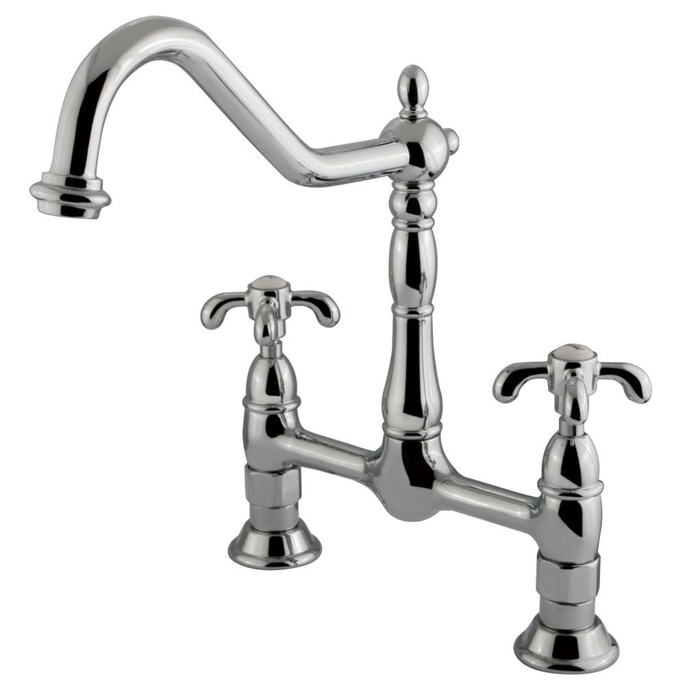 Kingston Brass Chrome French Country 8" Centerset Kitchen Faucet KS1171TX