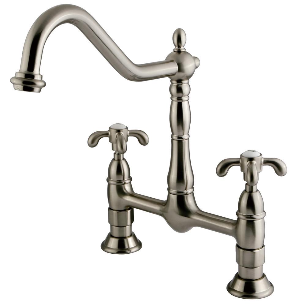 Kingston Brass Satin Nickel French Country 8" Centerset Kitchen Faucet KS1178TX