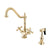 Kingston Polished Brass 2 Handle Single Hole Kitchen Faucet w Spray KS1232AXBS