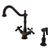 Kingston Oil Rubbed Bronze 2 Handle 1 Hole Kitchen Faucet w Spray KS1235AXBS