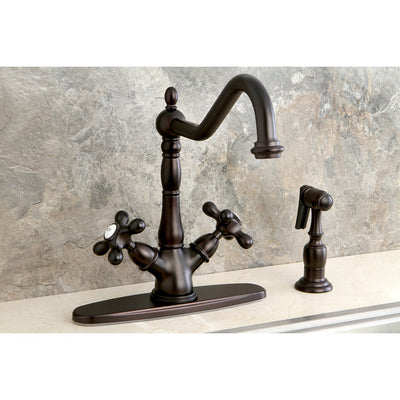 Kingston Oil Rubbed Bronze 2 Handle 1 Hole Kitchen Faucet w Spray KS1235AXBS