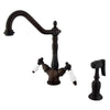 Kingston Oil Rubbed Bronze 2 Handle 1 Hole Kitchen Faucet w Spray KS1235PLBS