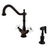 Kingston Oil Rubbed Bronze 2 Handle 1 Hole Kitchen Faucet w Spray KS1235PXBS