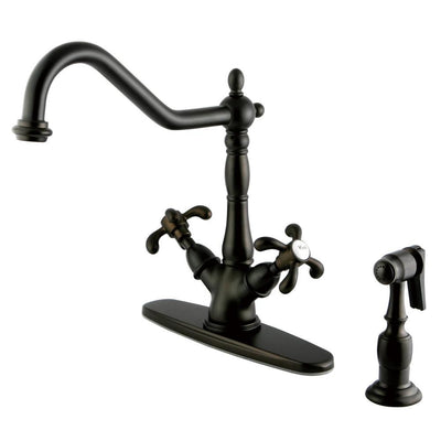 Kingston Oil Rubbed Bronze Deck Mount Kitchen Faucet w/brass sprayer KS1235TXBS