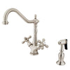 Kingston Satin Nickel 2 Handle Single Hole Kitchen Faucet w Spray KS1238AXBS