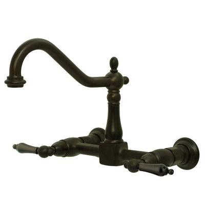 Kingston Brass Lever Handle Oil Rubbed Bronze Wall Mount Kitchen Faucet KS1245AL