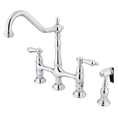 Kingston Brass Chrome 8" Centerset Kitchen Faucet With Side Sprayer KS1271ALBS