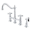 Kingston Brass Chrome 8" Centerset Kitchen Faucet With Side Sprayer KS1271AXBS