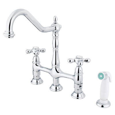 Kingston Brass Chrome 8" Centerset Kitchen Faucet With Side Sprayer KS1271AX