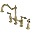 Kingston Vintage Brass 8" Centerset Kitchen Faucet With Side Sprayer KS1273ALBS