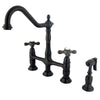 Kingston Oil Rubbed Bronze 8" Centerset Kitchen Faucet w Side Sprayer KS1275AXBS